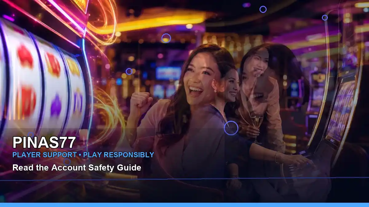 PINAS77 Super Wheel information for Philippine users, presented with a right-diagonal night-time gaming scene